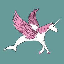 Pegasus unicorn dolphin hybrid, 8x8 print