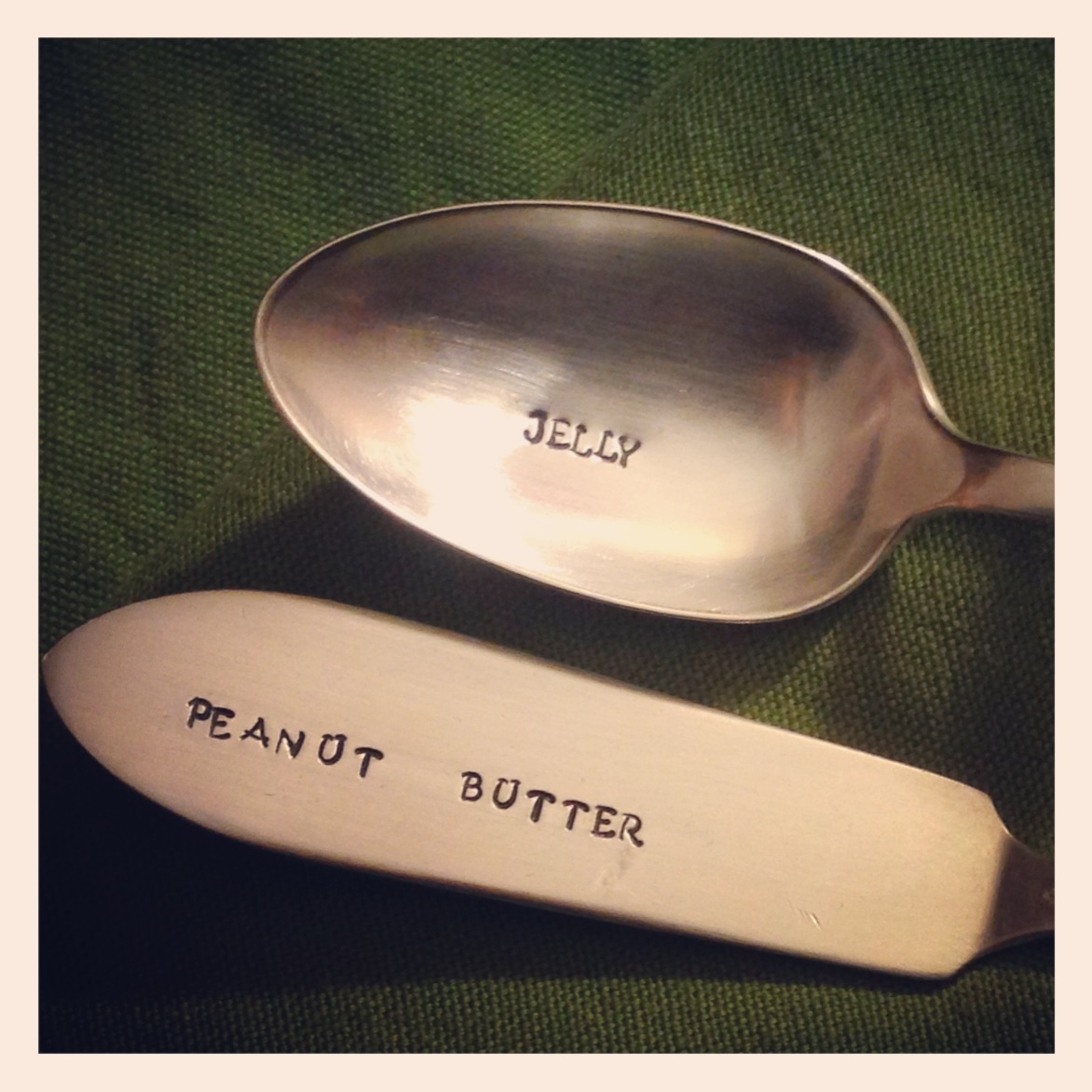 Peanut Butter & Jelly Handstamped Flatware Set on Storenvy