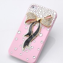 New Bling Crystal Sparkle Big Metallic Bow Rhinestones iPhone 4/4S Case
