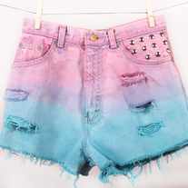 Vintage dyed denim high waist shorts