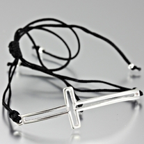 Crystal sideways cross bracelet (black)