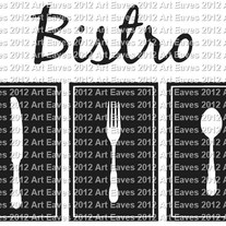 Bistro Fork Knife and Spoon Vinyl Decal