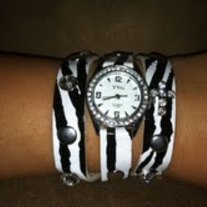Zebra Print Cross Studded Watch