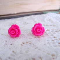 Tiny Rosebud Stud Earrings - 5 Different Color Choices