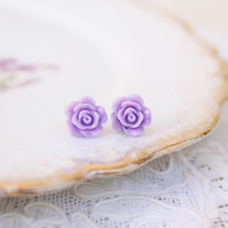 Full Bloom Rosebud Studs - 5 Pastel Color Choices