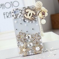 New Bling Crystal Wooden Luxury Designer Logo Tassel iPhone 4/4S Case