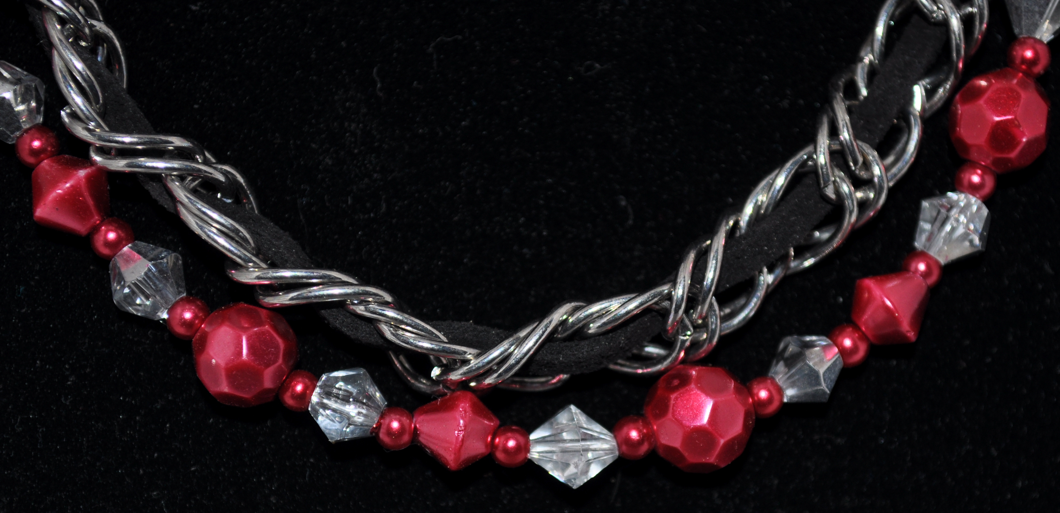 Pink & Black Necklace with Chain on Storenvy