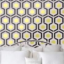 Hexagon inspired by iconic David Hick's Hexagon Geometric Pattern Wall Room Stencil Home Decor better then vinyl decals Wallpaper