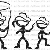 Cowboy Stick Family Car Decal Up to 5 Characters 