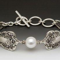Silver Spoon & Pearl Toggle Bracelet Bangle