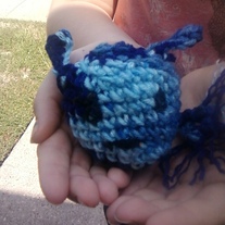 Omee the amigurumi blue alien baby