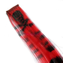 ♥ SCENE,EMO RED & BLACK SKULL PRINT CLIP-IN HAIR EXTENSIONS ♥