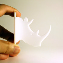 Dollhouse Miniature Rhino Trophy Head, Modern Animal Friendly Wall Decor in White Acrylic