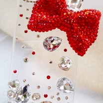 New Bling Sparkle Crystal Big Red Bow Rhinestones iPhone 4/4S Case