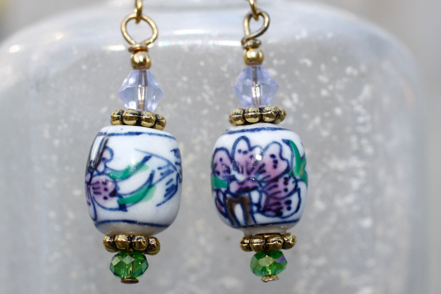 Chinese Porcelain Bead Earrings on Storenvy
