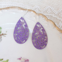 Purple Filigree Teardrop Earrings