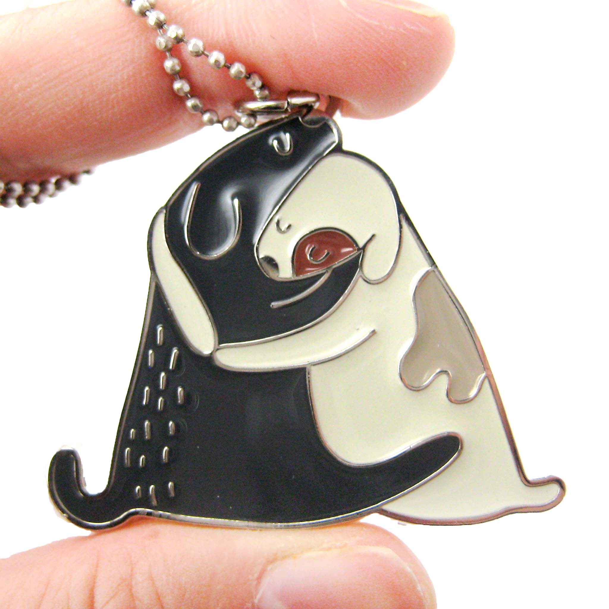 Hugging Puppy Dogs Shaped Animal Enamel Pendant Necklace · DOTOLY