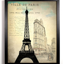 Image of Paris France Eiffel Tower Ephemera Antique Illustration 8 x 10 