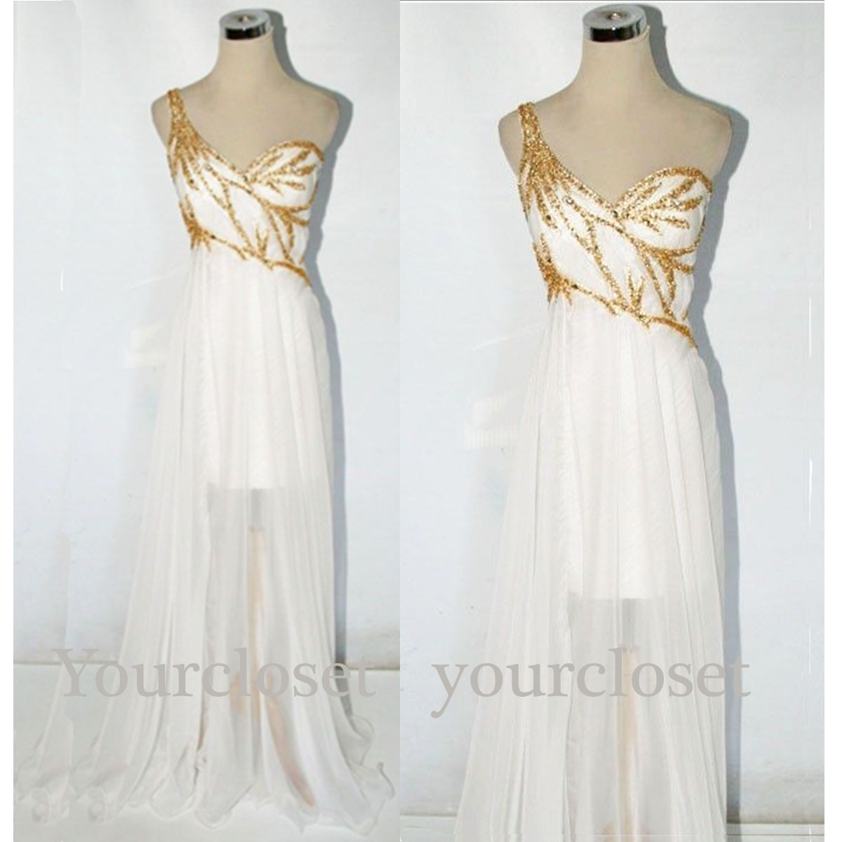... chiffon long golder sequins prom dress, graduation dress, party dress ... chiffon long golder sequins prom dress, graduation dress, party dress