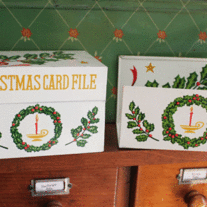 Vintage Christmas Card File and Matching Card Holder