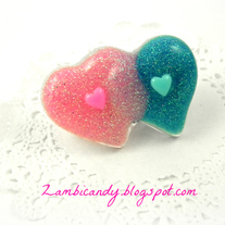 Adjustable double heart resin ring