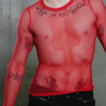 UNDERGROUND REBEL RED LONG SLEEVE FISHNET SHIRT MENS