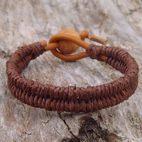 Brown Hemp and Henna Leather Bracelet