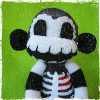 Baby Skeleton Sock Monkey Doll