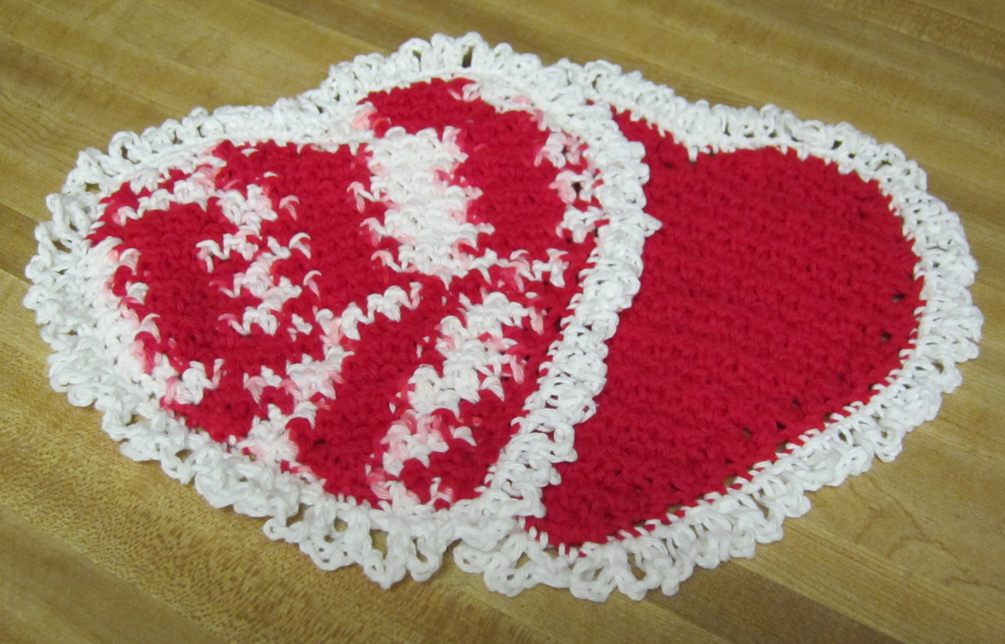 Crochet Dishcloth/Washcloth Heart Shaped in Red and White ...