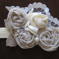 Ivory and Taupe Rosettes headband