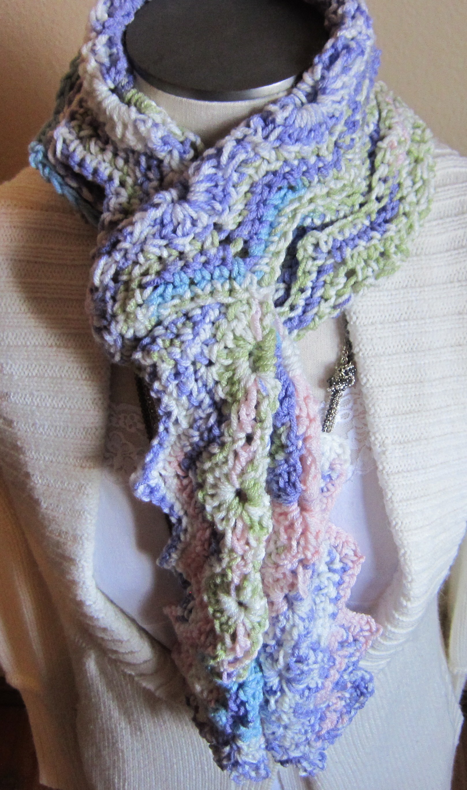 Crochet Hat and Scarf Multi Color in Pastels Very Feminine ...