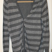 Old Navy Striped Cardigan, Gray and Silver- Large