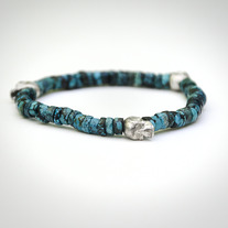 Heishi Skull Bracelet / Sterling Silver + Turquoise
