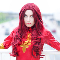 Dark Phoenix Dark Red Wig with Highlights