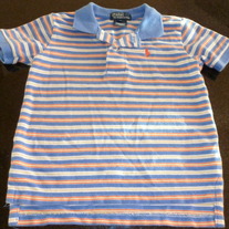 POLO RALPH LAUREN BLUE/YELLOW/ORANGE STRIPE SHIRT SIZE 4