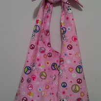 Handmade Pink Tote Tie Bag - Skeleton Skulls 