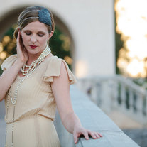 The Annie  - Rhinestone and Gunmetal 1920s Flapper Style Tie Headband