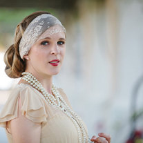 The Jordan - Champagne Lace and Sparkling Silver headband or Veil
