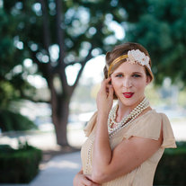 The Daisy - Lace and Gold Beaded Tie Headband