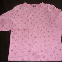 Long Sleeve Pink Shirt with Pink Flowers-Gap Size 10
