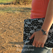 Lace Overlay Clutch - Black & White