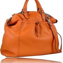 ITALIAN DESIGNER LEATHER TOTE BAG - ORANGE