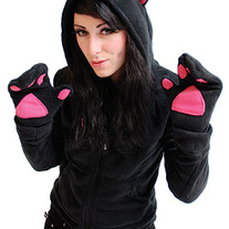 ♥*RAWR, PINK WILD CAT! HOODIE W/ KITTY EARS AND PAWS ♥