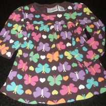 Brown Shirt With Butterfly's and Hearts-Jumping Beans Size 3T