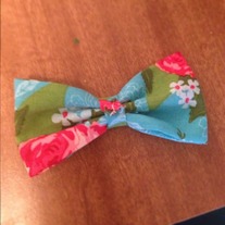 Blue w/ Pink Flowers Bow