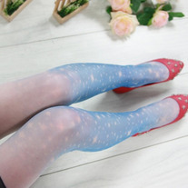 Milky Galaxy Tights - White + Blue