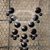 large knotiebubble necklace - black w/ silver