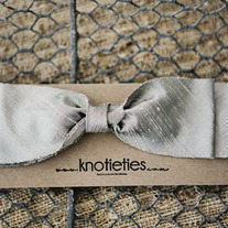 big silk knotiebow headband - pewter