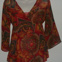 Orange/Green Sheer Top with Built in Cami-Announcements Maternity Size Small
