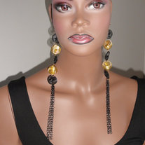 Tassel Gold and Black Earrings